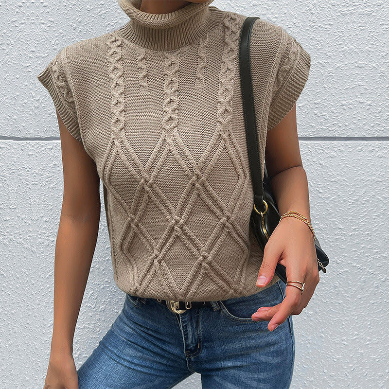 Femme Cozy Kabelstrik-Ærmeløs Pullover Stilla
