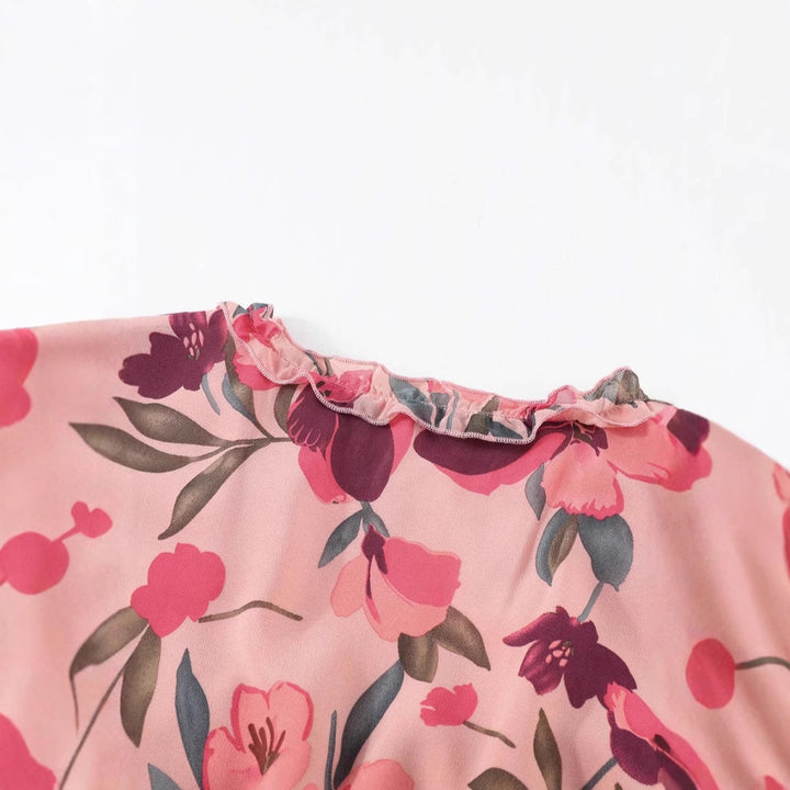 Dame Boho Maxikjole med blomsterdesign og flæsedetaljer Stilla