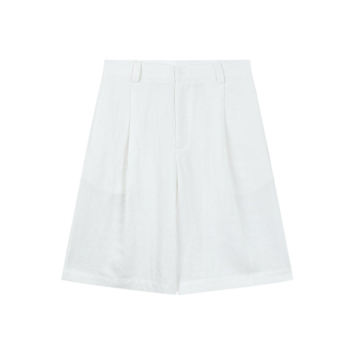 Dame elegante linned-shorts med høj talje og vidde ben Stilla
