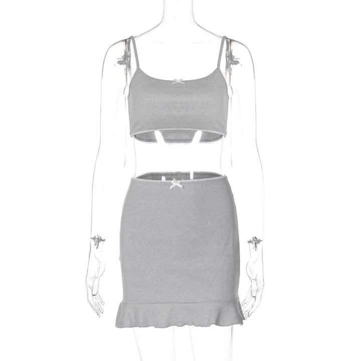 Dame sæt bestående af crop-top og mini nederdel med ruffle detaljer Stilla