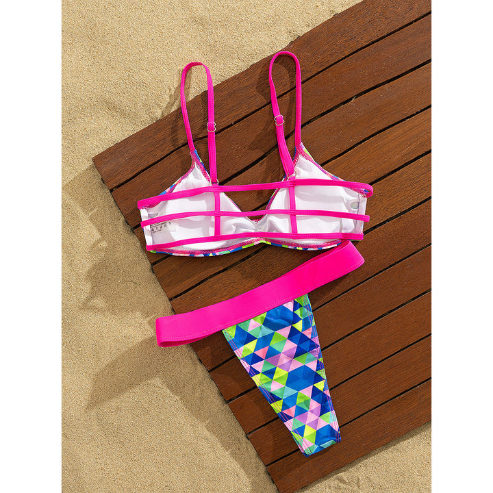 Dame Bikini-sæt med trendy tigerudskæring og geometrisk mønster Stilla