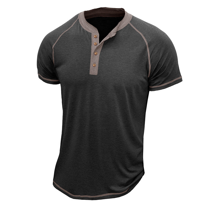 Herrer Kortærmet Henley-T-shirt med kontrastdetaljer og slidstærkt stof Stilla