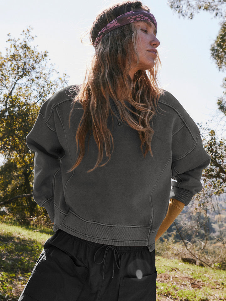Dame afslappet sweatshirts med cropped snit og bløde manchetter Stilla