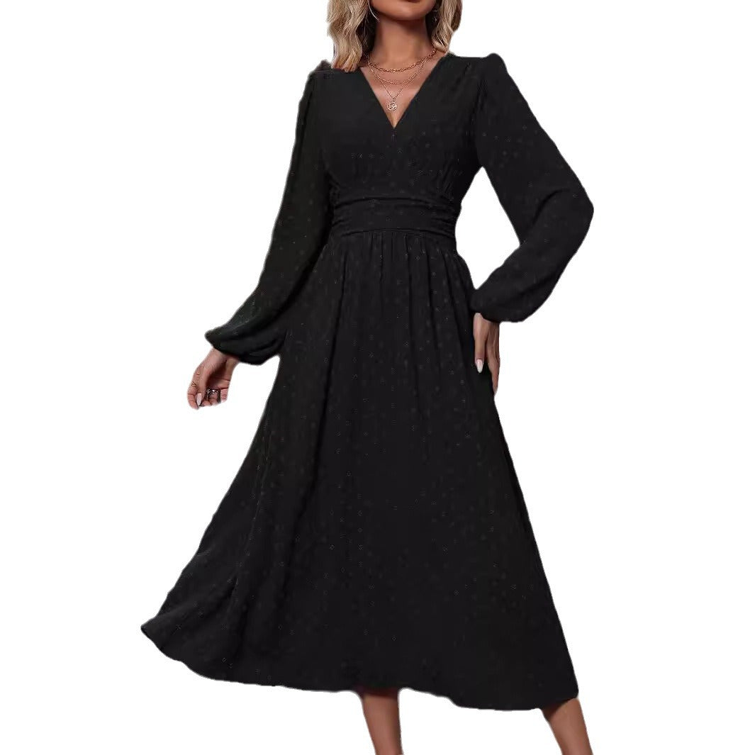 Dame Maxikjole med asymmetrisk snit og elegante puffærmer Stilla