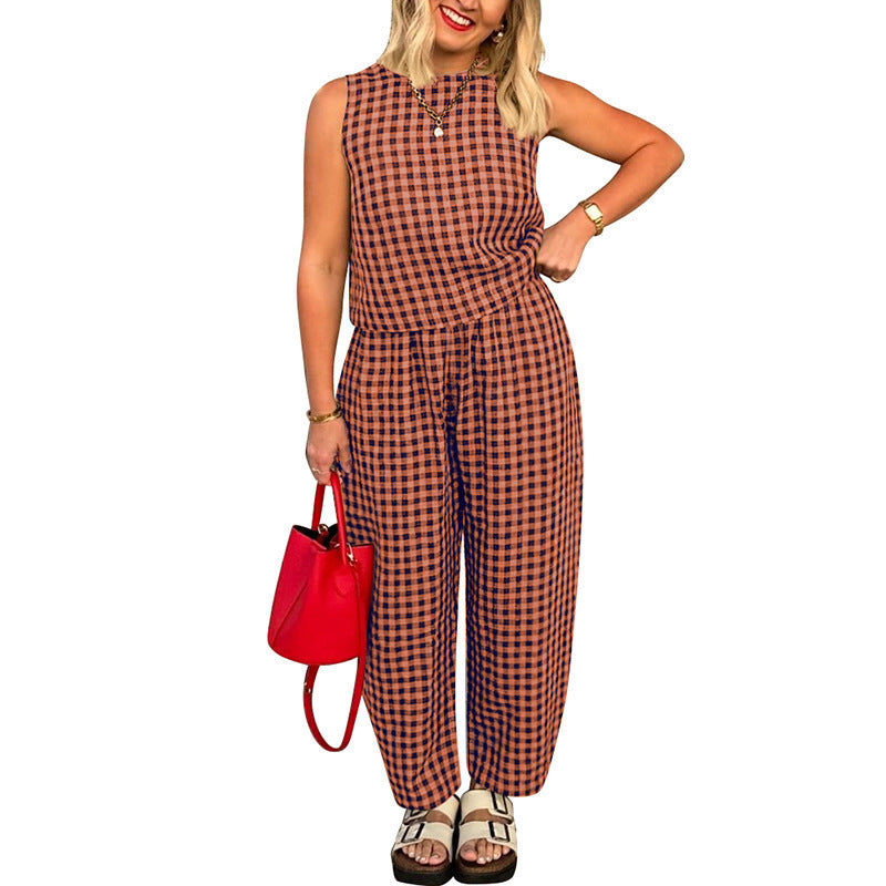 Dame jumpsuit med ternet mønster og afslappet pasform Stilla