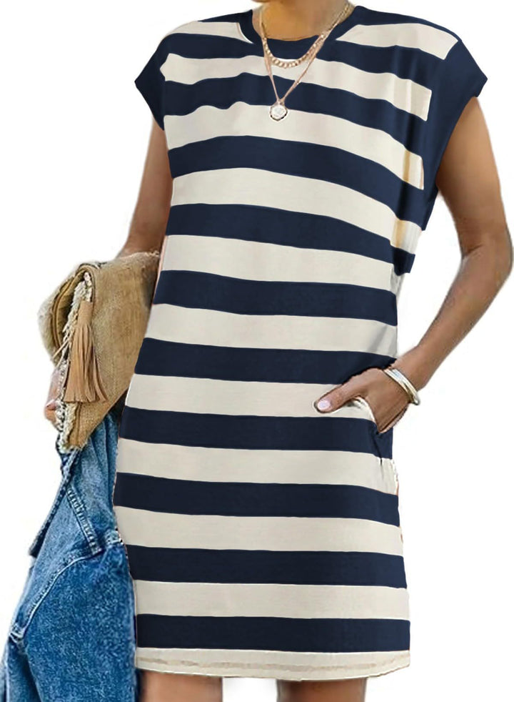 Dame Fritid Stribet T-Shirt Kjole Stilla