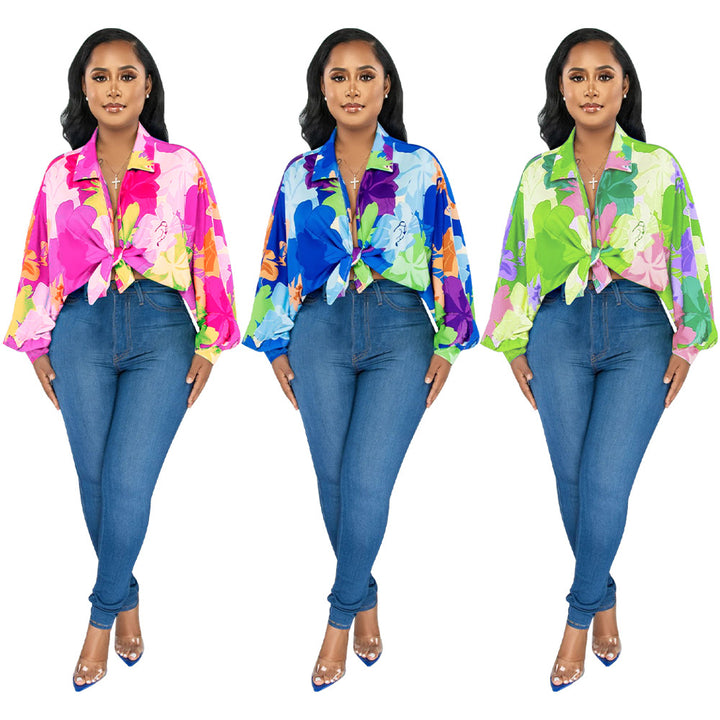 Dame Trendy blomsterbluse i oversized stil med slipselukning Stilla
