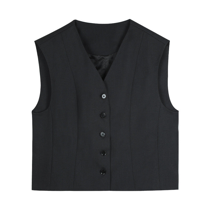Dame elegant vest med fin knaplukning og figursyet pasform Stilla