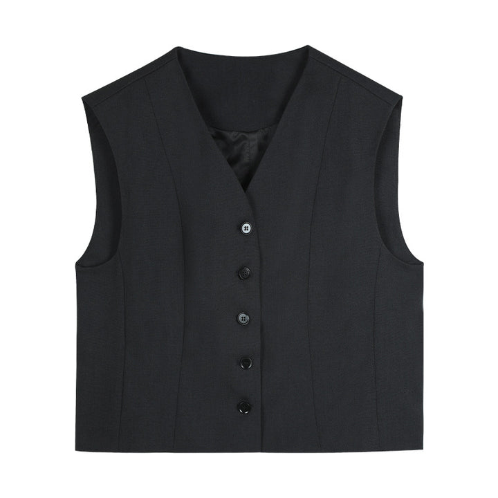 Dame elegant vest med fin knaplukning og figursyet pasform Stilla