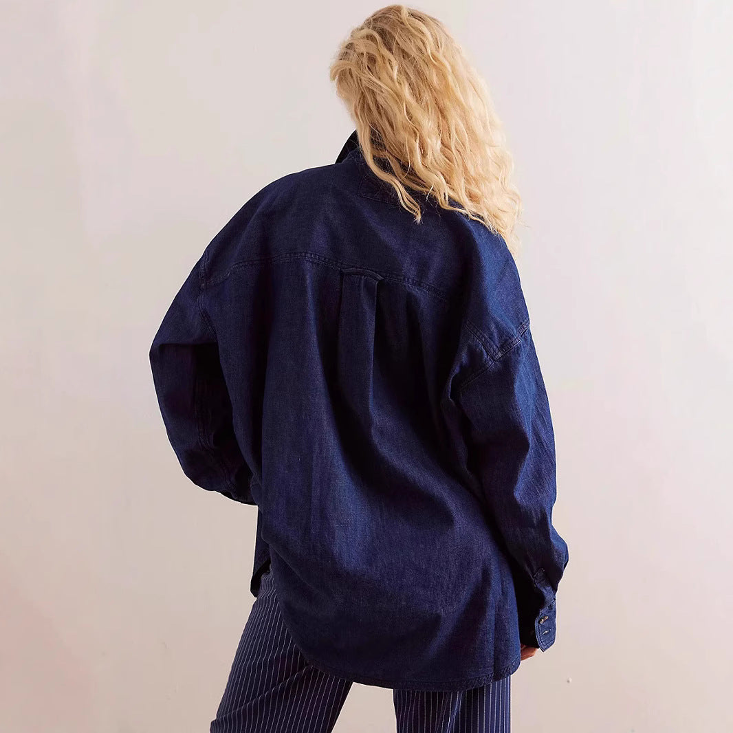 Dame Oversized Denim Skjorte Skovae