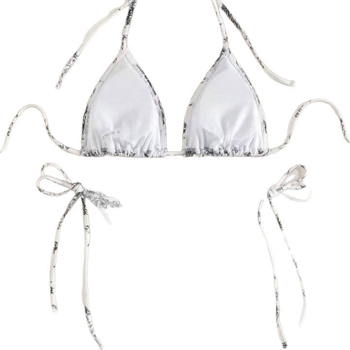 Dame Triangel-Bikini-Sæt med delikate blomstermotiver Skovae