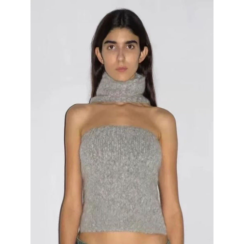 Dame Halsbånd Strik Crop Top Stilla