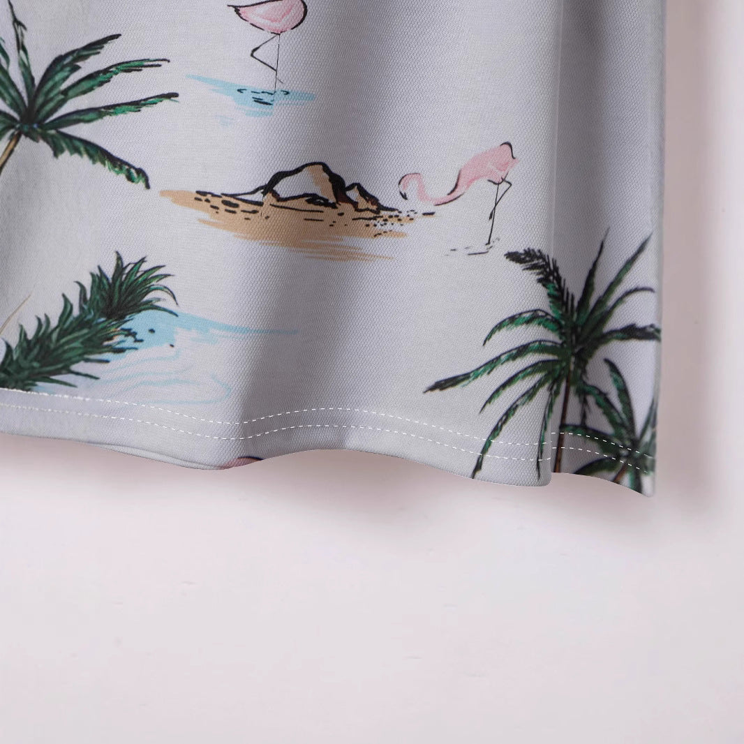Herrer Poloshirt med kreativt tropisk motiv og åndbare egenskaber Stilla