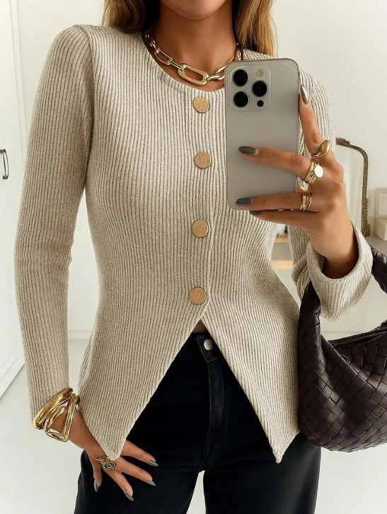 Kvinders elegante cardigan med dekorative knapper Stilla