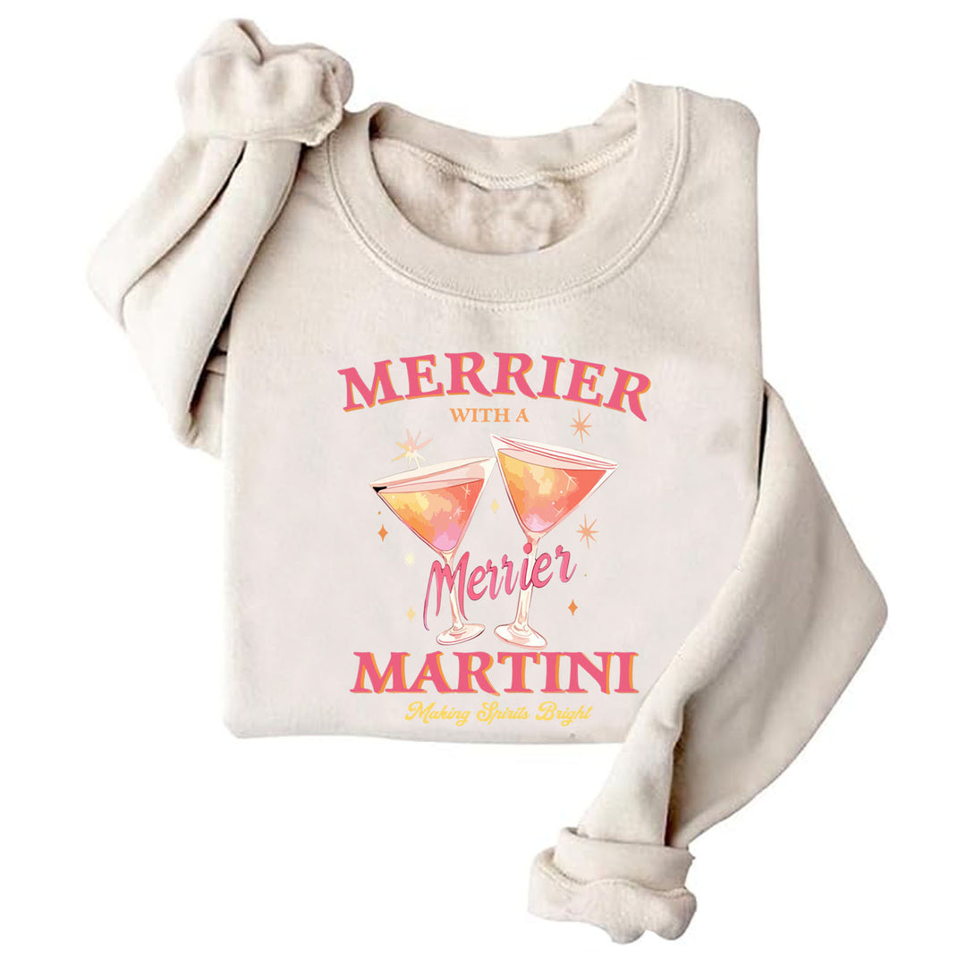 Kvinders sweatshirt med kreativ cocktailmotiv og afslappet snit Stilla