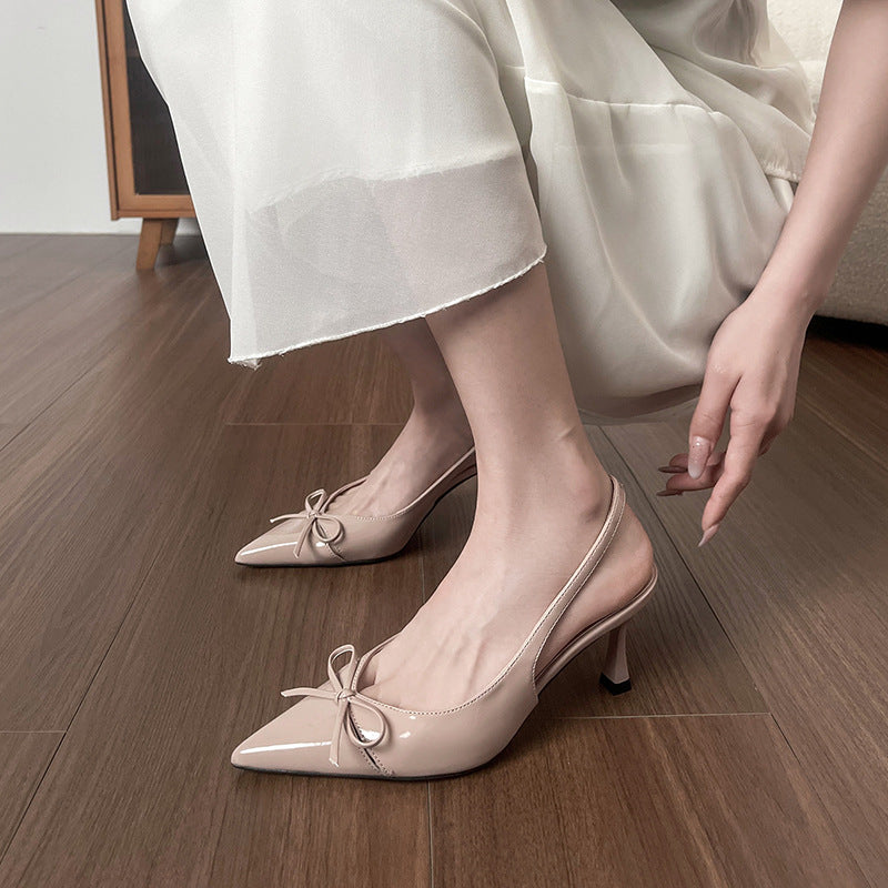 Dame Sling-pumps med smart sløjfedekoration og elegant glans Stilla