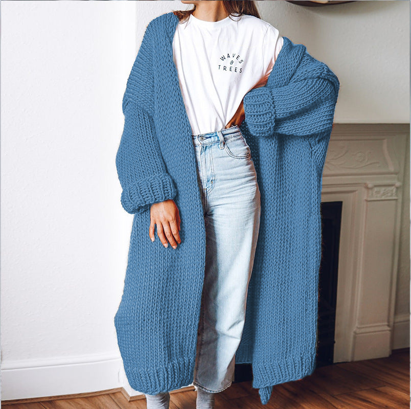 Kvinders chunky strik cardigan med behagelig oversized pasform og dybe lommer Stilla