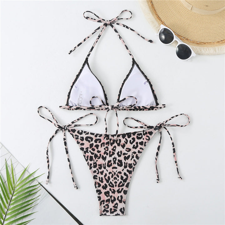 Femme Triangle Tiermønster Bikini Sæt Stilla