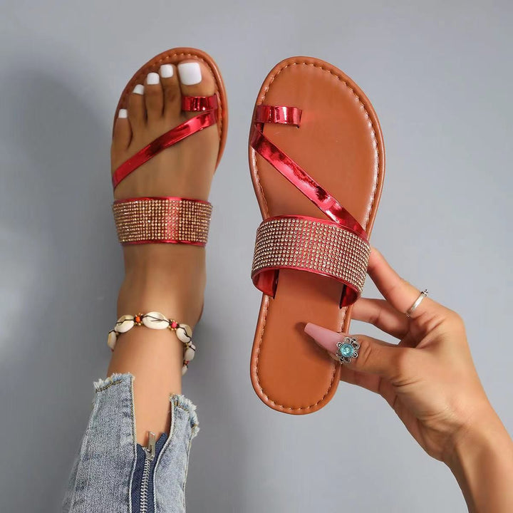 Dame elegante gladiatorsandaler med glitrende remme Stilla