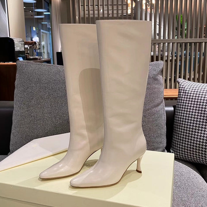 Dame elegante over-knæet stiletto-støvler med enkelt design Stilla