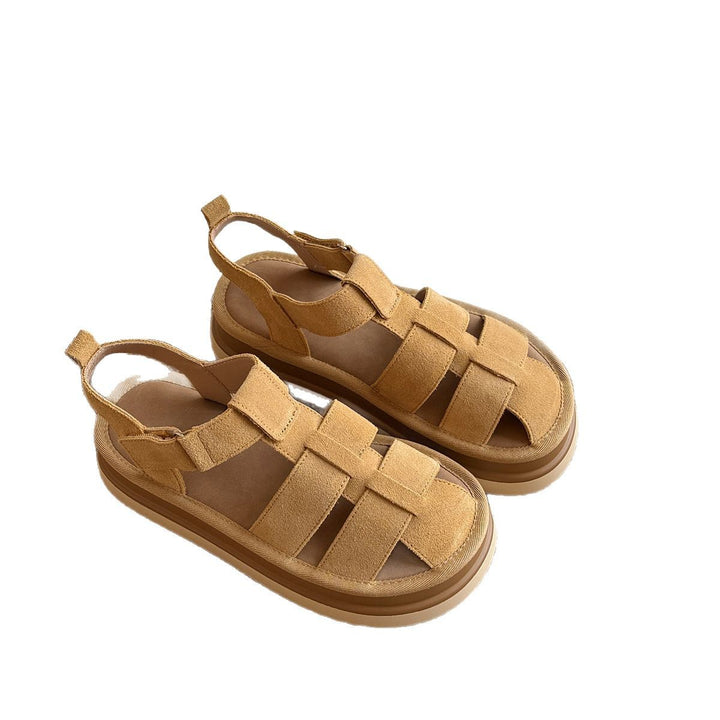 Femme Suede Krydsremme Plateau Sandaler Stilla