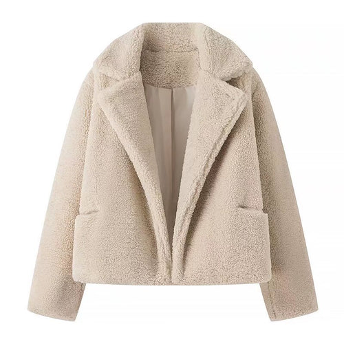 Dame Cozy Plush Jakke i Elegant Oversized Stil Stilla