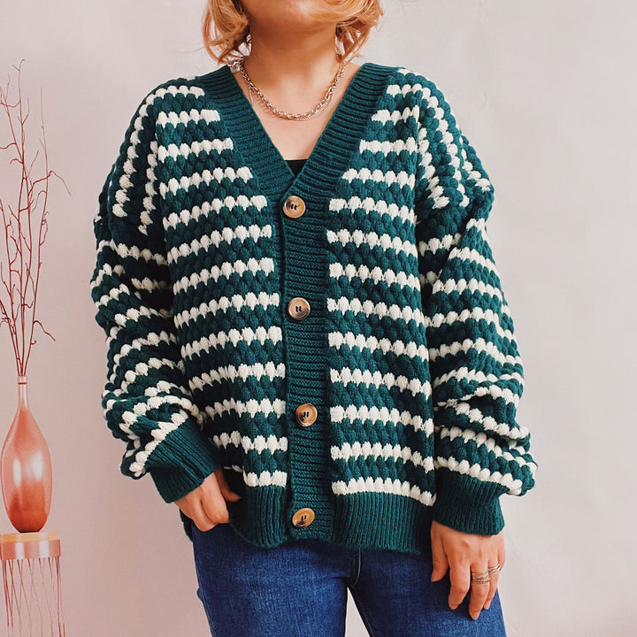 Kvinders cardigan med brede striber Stilla