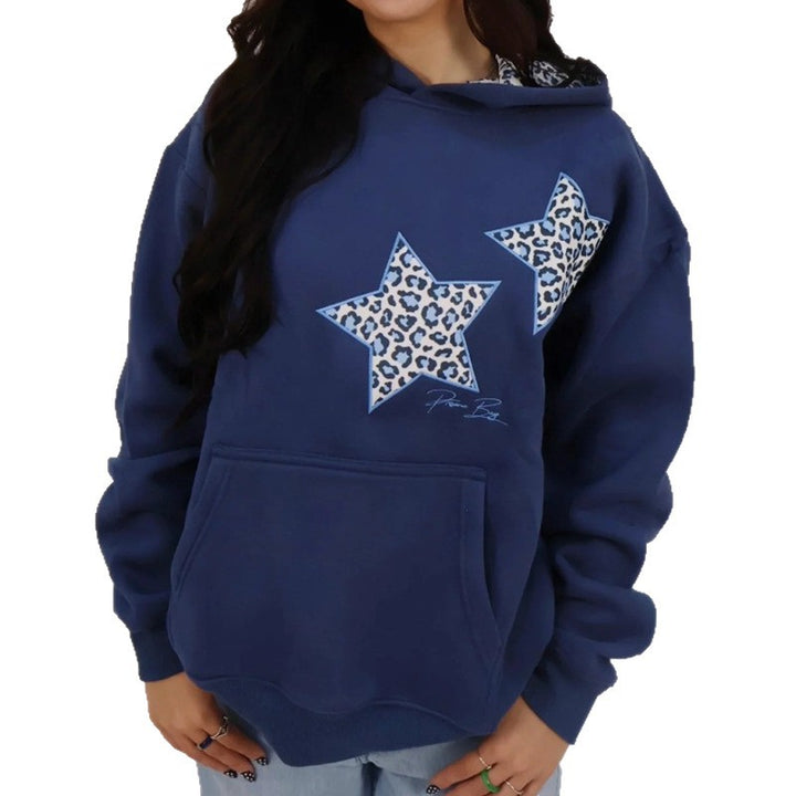 Dame nan Oversize-hoodie med stjerne-applikationer og foret hætte Skovae