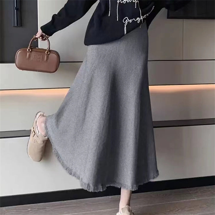 Damer elegant midi nederdel med frynser Stilla