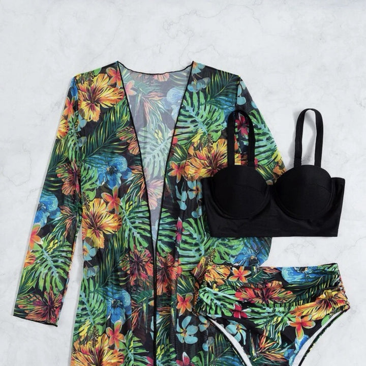 Dame Bikiniset med blomsteroverslag Skovae