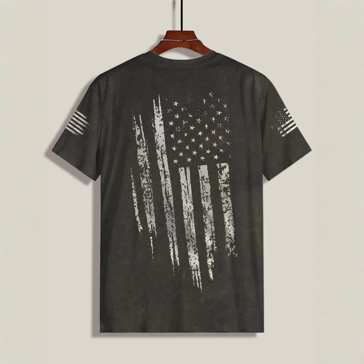 Herrer T-shirt med kreativ Yellowstone-motiv og skulderdetaljer Stilla
