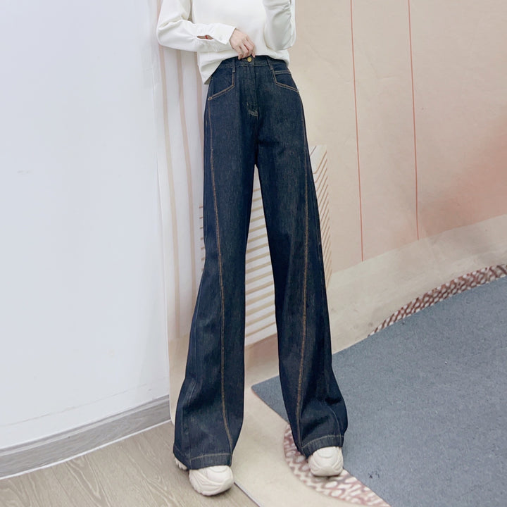 Damer Bred High-Waist Jeans med elegante syninger og komfortabel pasform Stilla