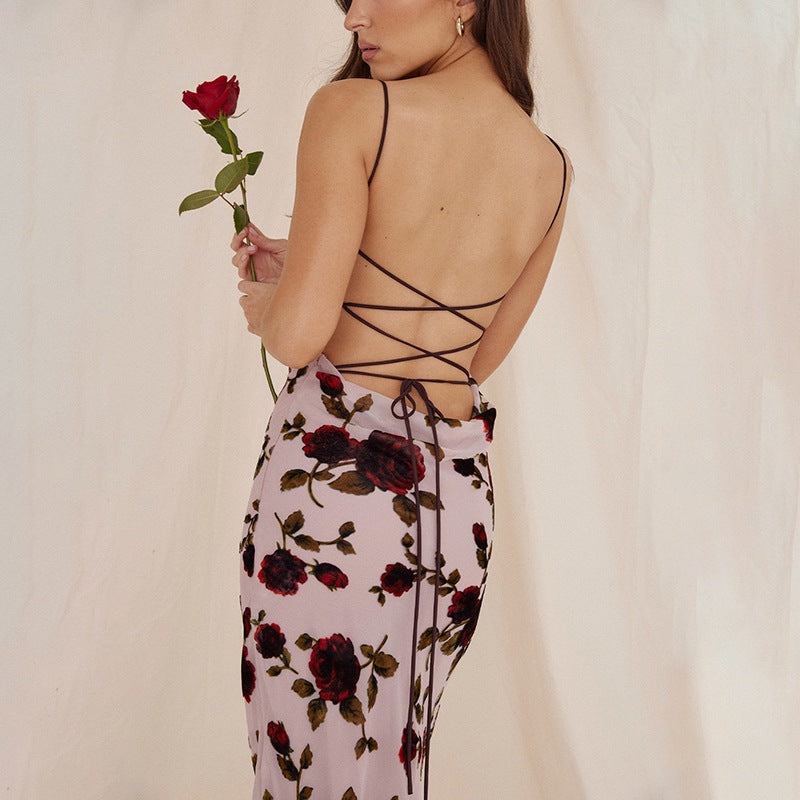 Dame blomsterprint maxi kjole Stilla