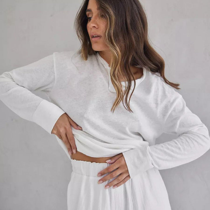 Dame afslappet sæt med oversized sweater og brede bukser Stilla