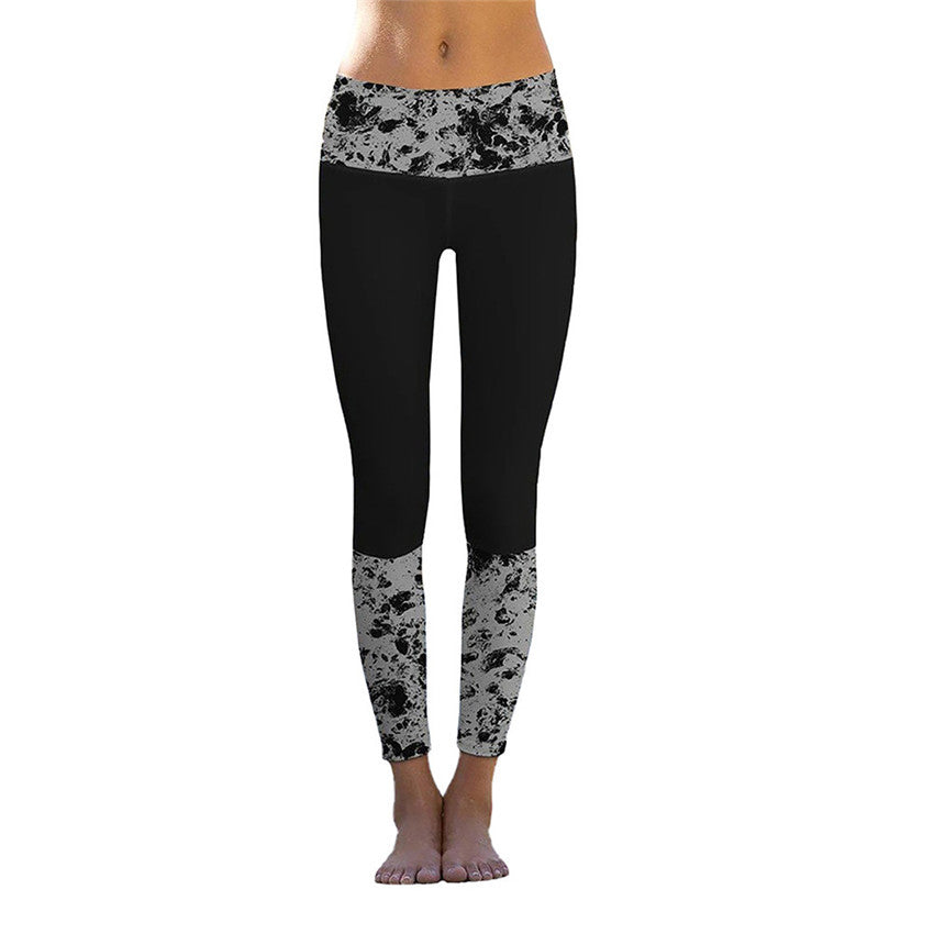 Dame sportleggings med moderne marmor mønster og elastisk talje Stilla