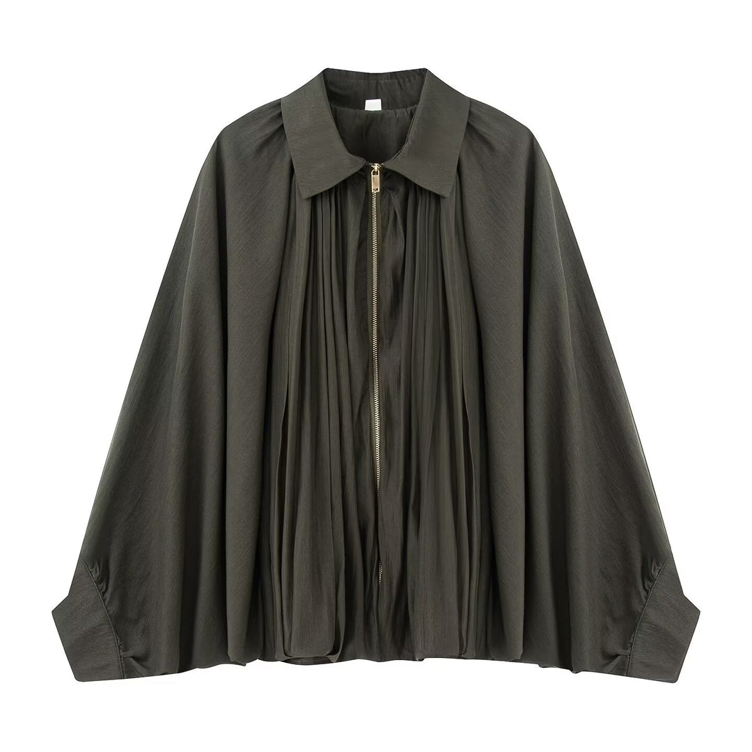 Dame Oversized Blusenjakke med Drapering Stilla
