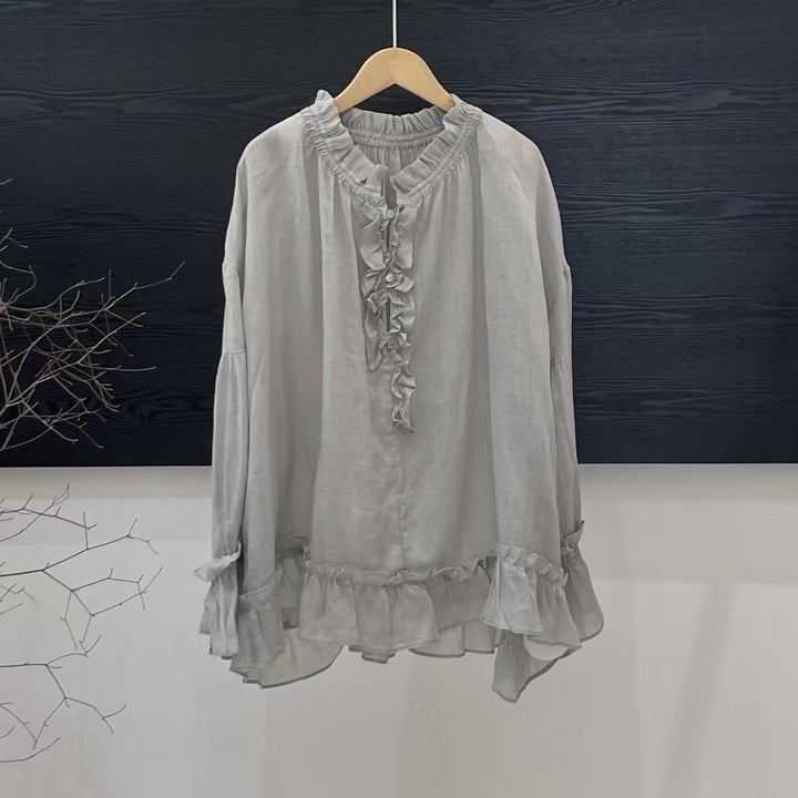 Femme Elegante Flæsebluse med Flæse-detalje Stilla