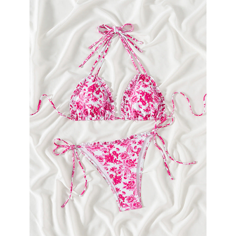 Dame Floral Flæse Strop Bikini Sæt Stilla