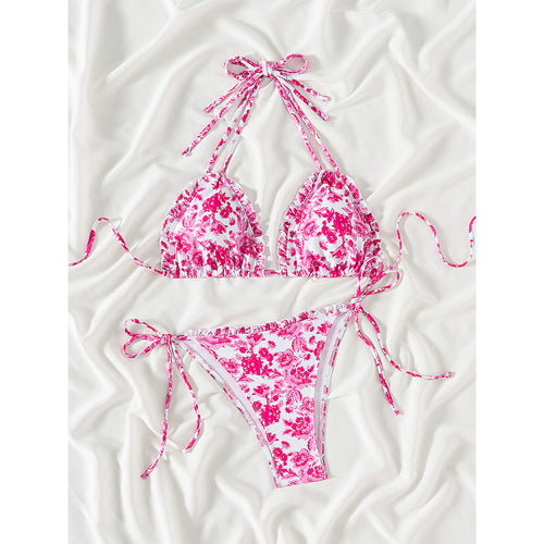 Dame Floral Flæse Strop Bikini Sæt Stilla