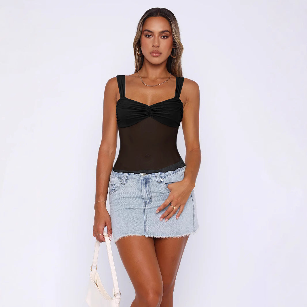 Dame figurtilpasset Bustier-body med rynkeeffekt og justerbare stropper Stilla