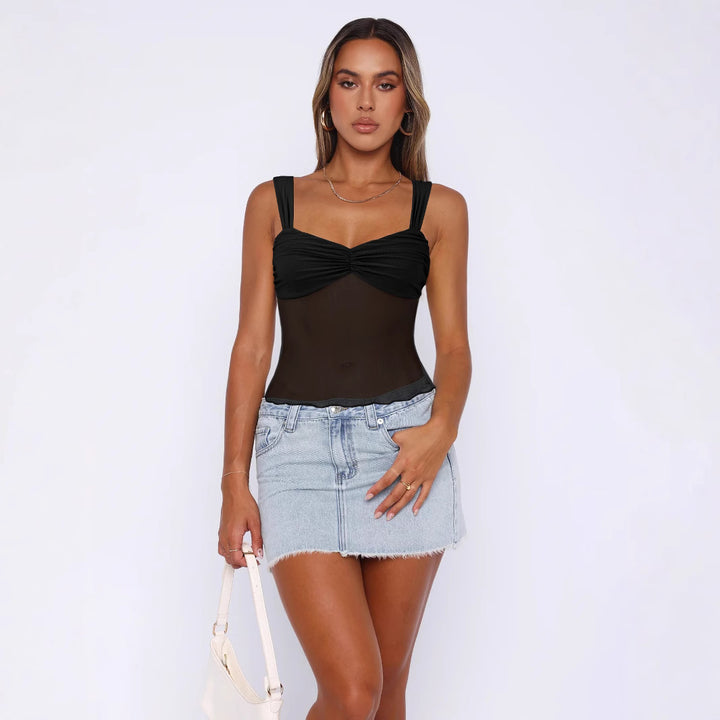 Dame figurtilpasset Bustier-body med rynkeeffekt og justerbare stropper Stilla
