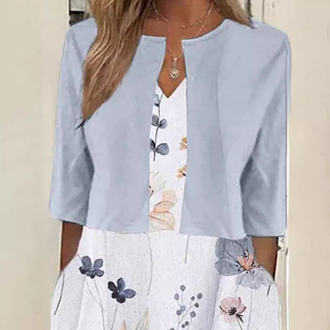 Dame maxikjole med blomsterprint og elegant kort jakke Stilla