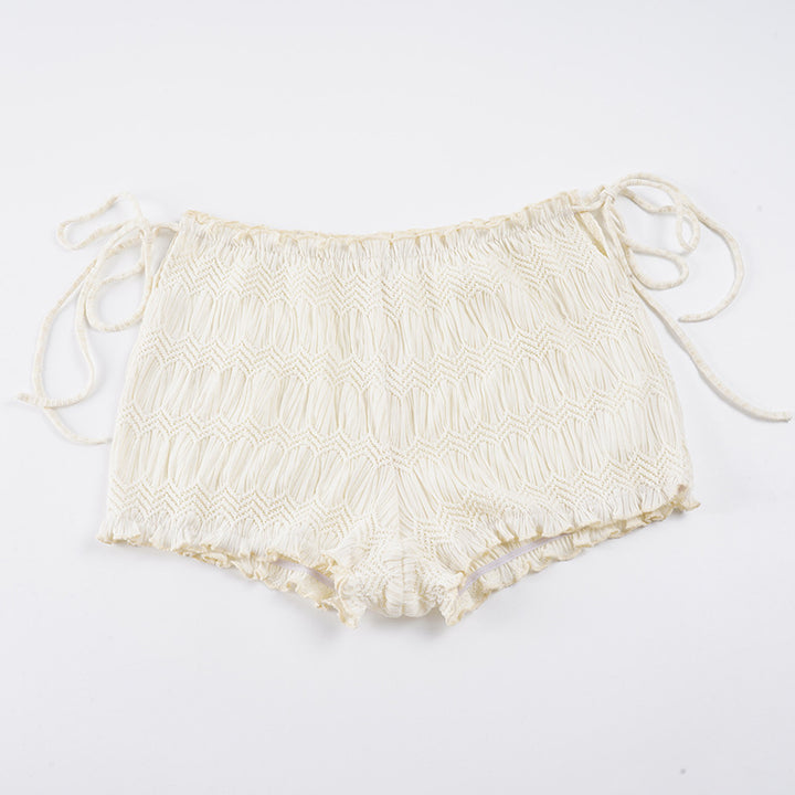 Dame luftige shorts med elastisk talje og bindeakcenter Skovae