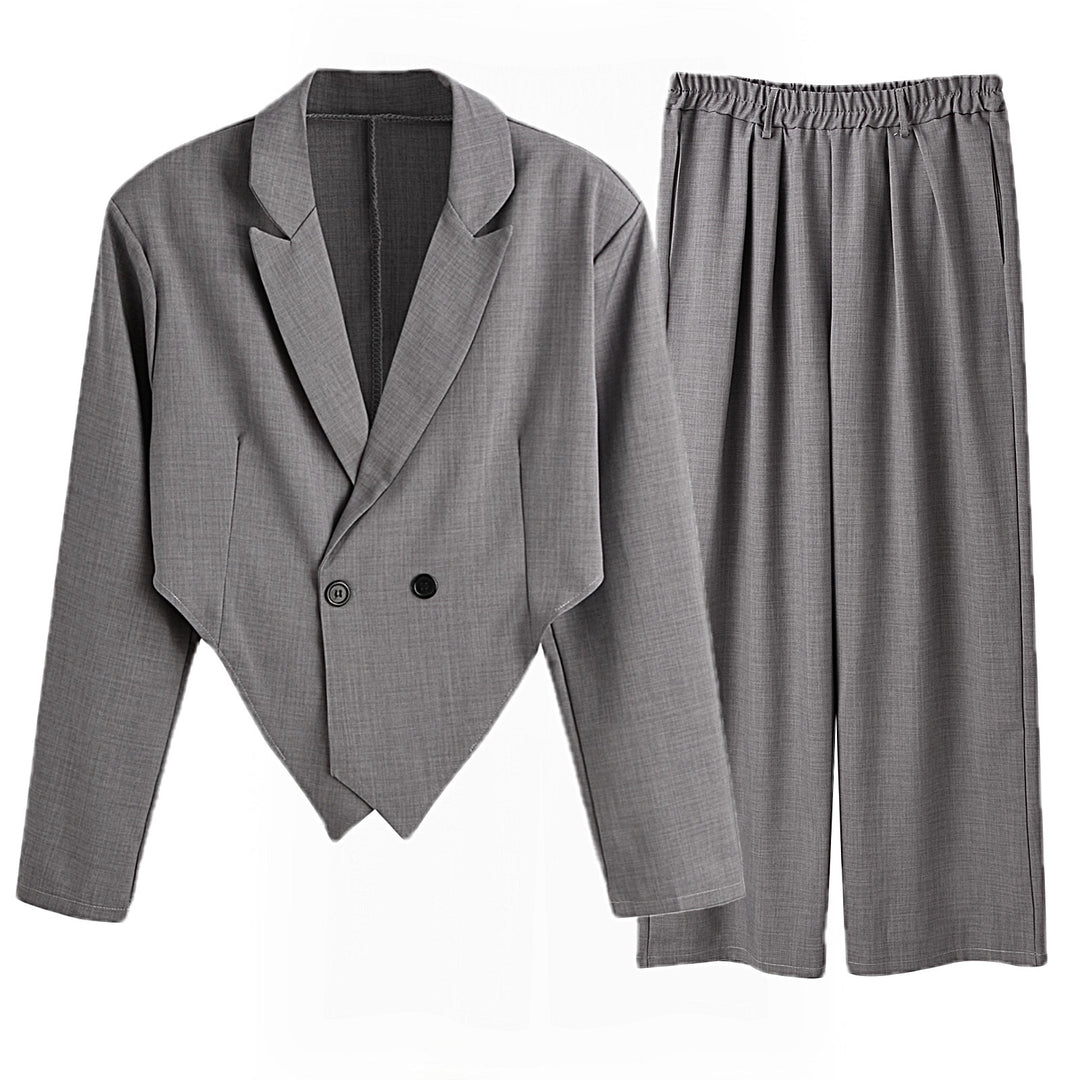 Dame nan Business-sæt med asymmetrisk draperet blazer og bundfalderbukser med gummibånd Skovae