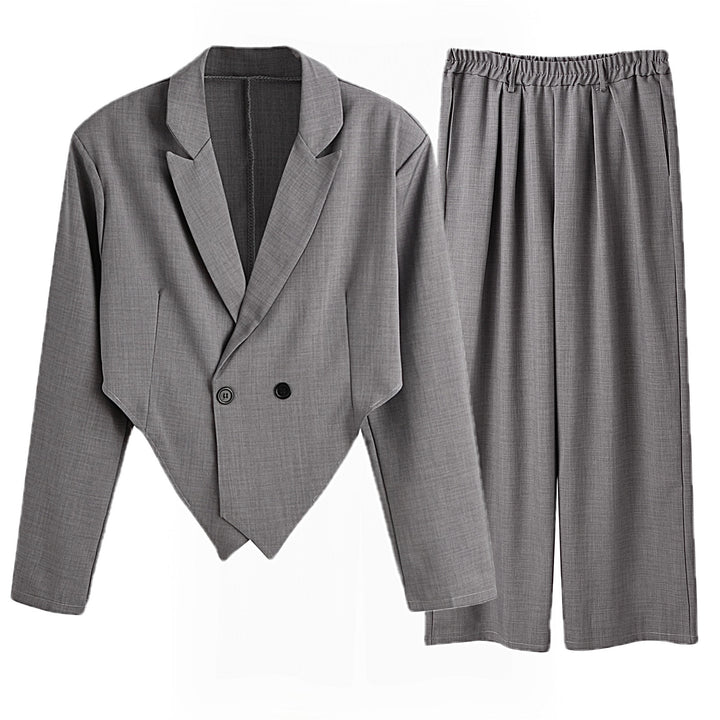 Dame nan Business-sæt med asymmetrisk draperet blazer og bundfalderbukser med gummibånd Skovae
