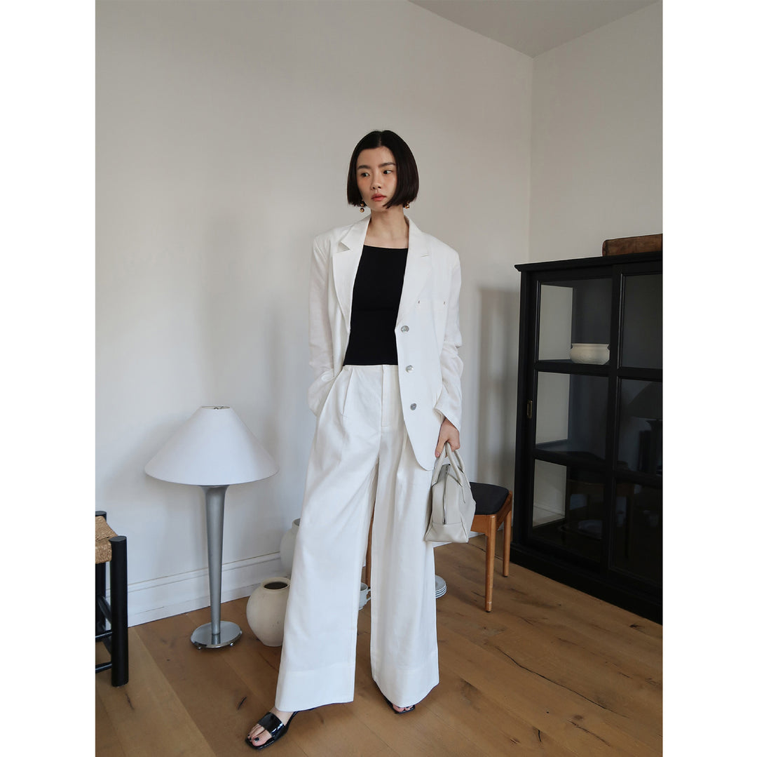 Damer afslappet linned blazer med struktureret finish Stilla