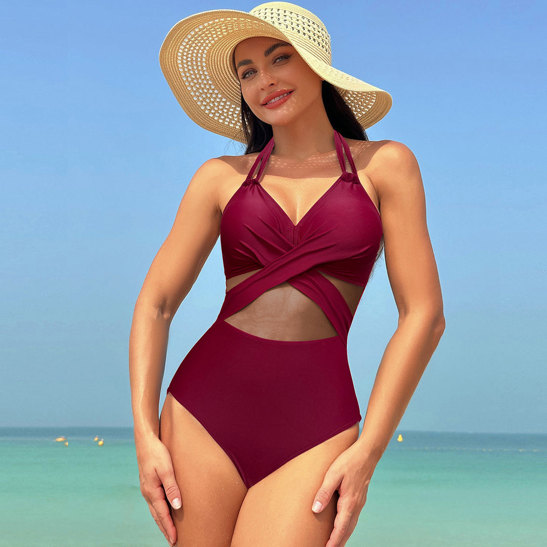 Dame Onepiece Badedragt med stilige Mesh-elementer Skovae