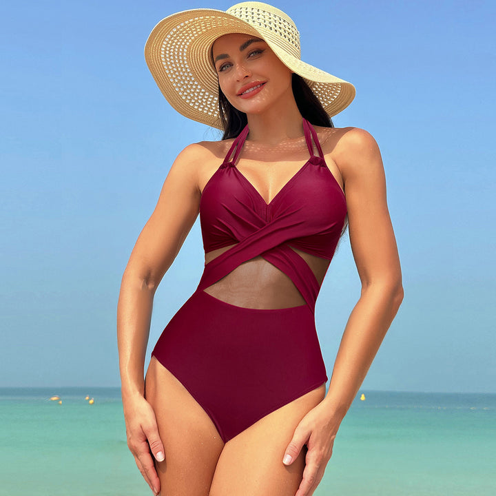 Dame Onepiece Badedragt med stilige Mesh-elementer Skovae