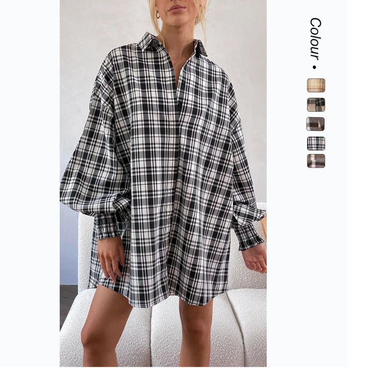 Kvinders Tjekket Oversized Skjorte med Casual Snit Skovae