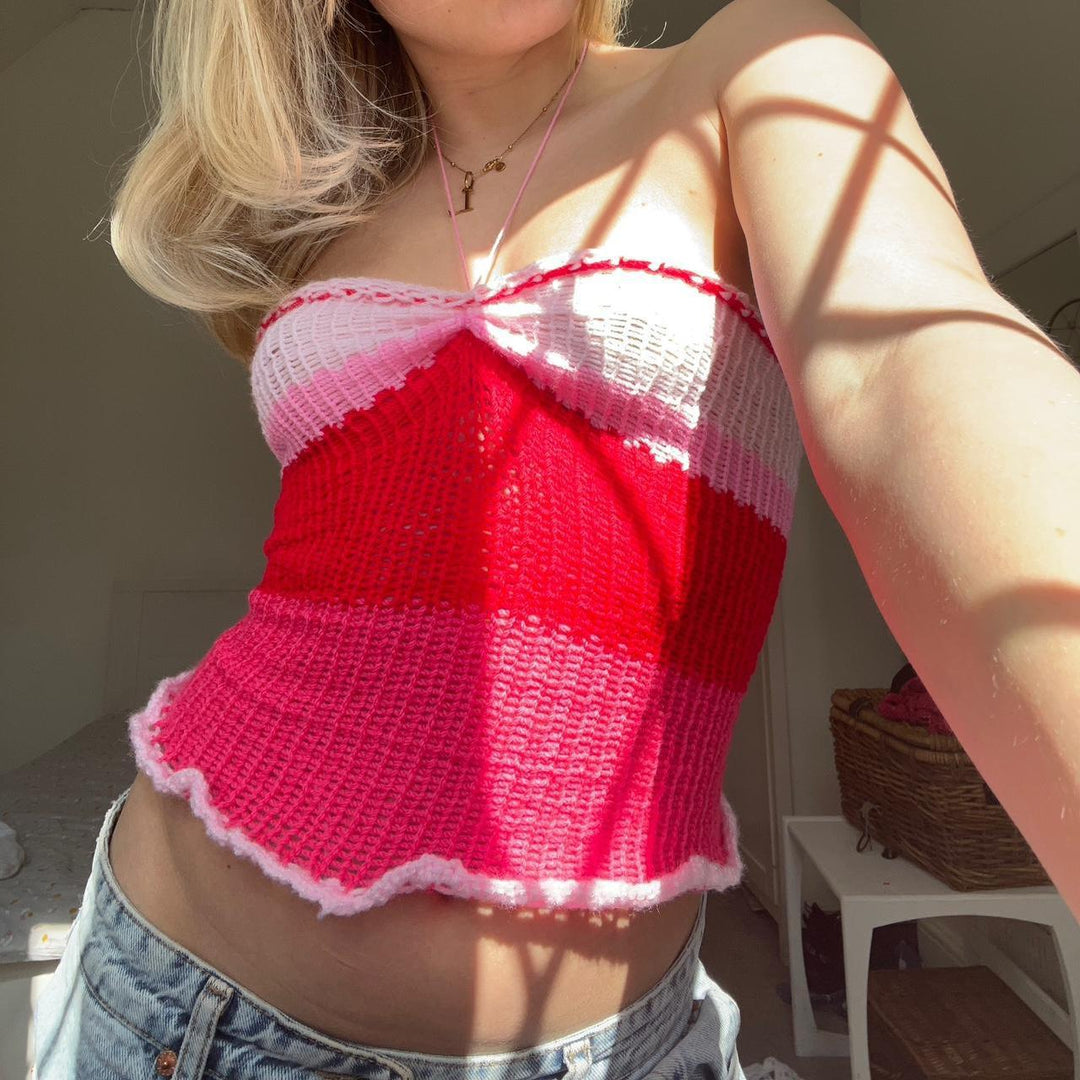 Dame Cropped Top i det populære hækle-look